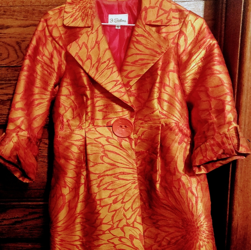 3 Sisters Orange, Duster Length Blazer
